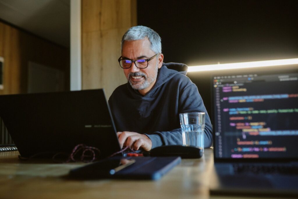 senior developer doing work
