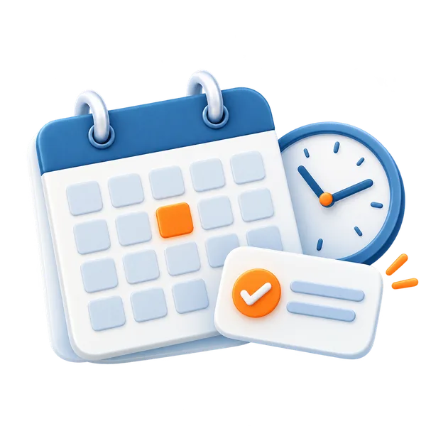 Illustration of online appointment scheduling and confirmation.