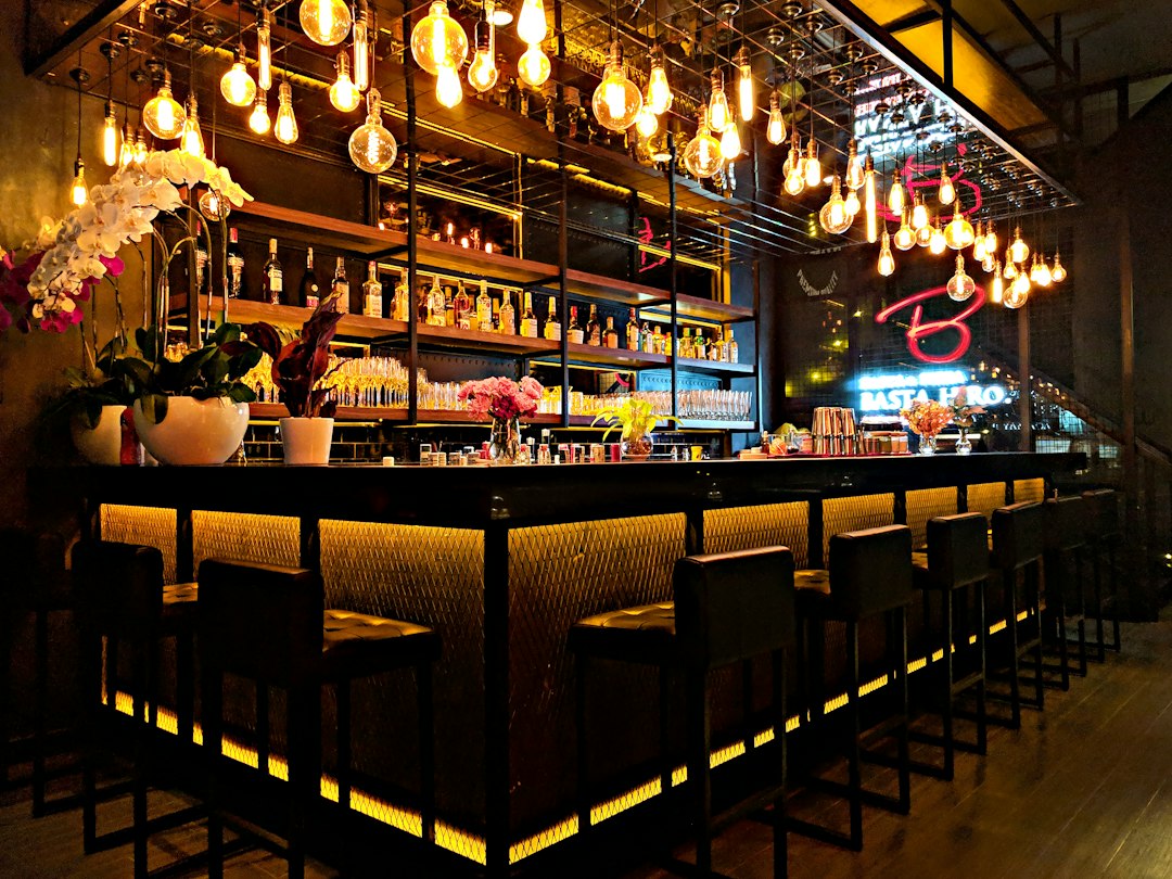 Warm restaurant and bar interior