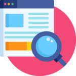 Search magnifier over a web page icon
